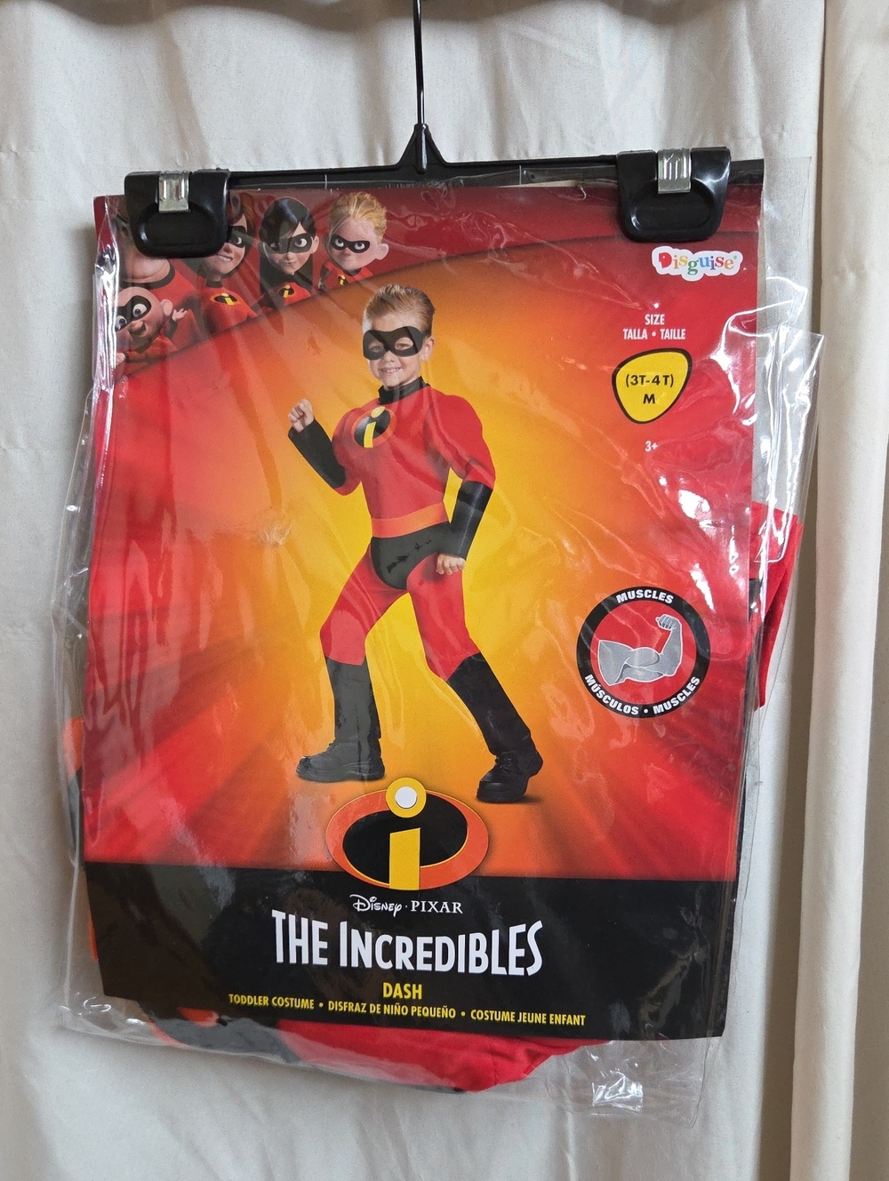 The Incredibles Dash Toddler Costume 3T-4T Medium Muscle Suit Mask Disney Pixar